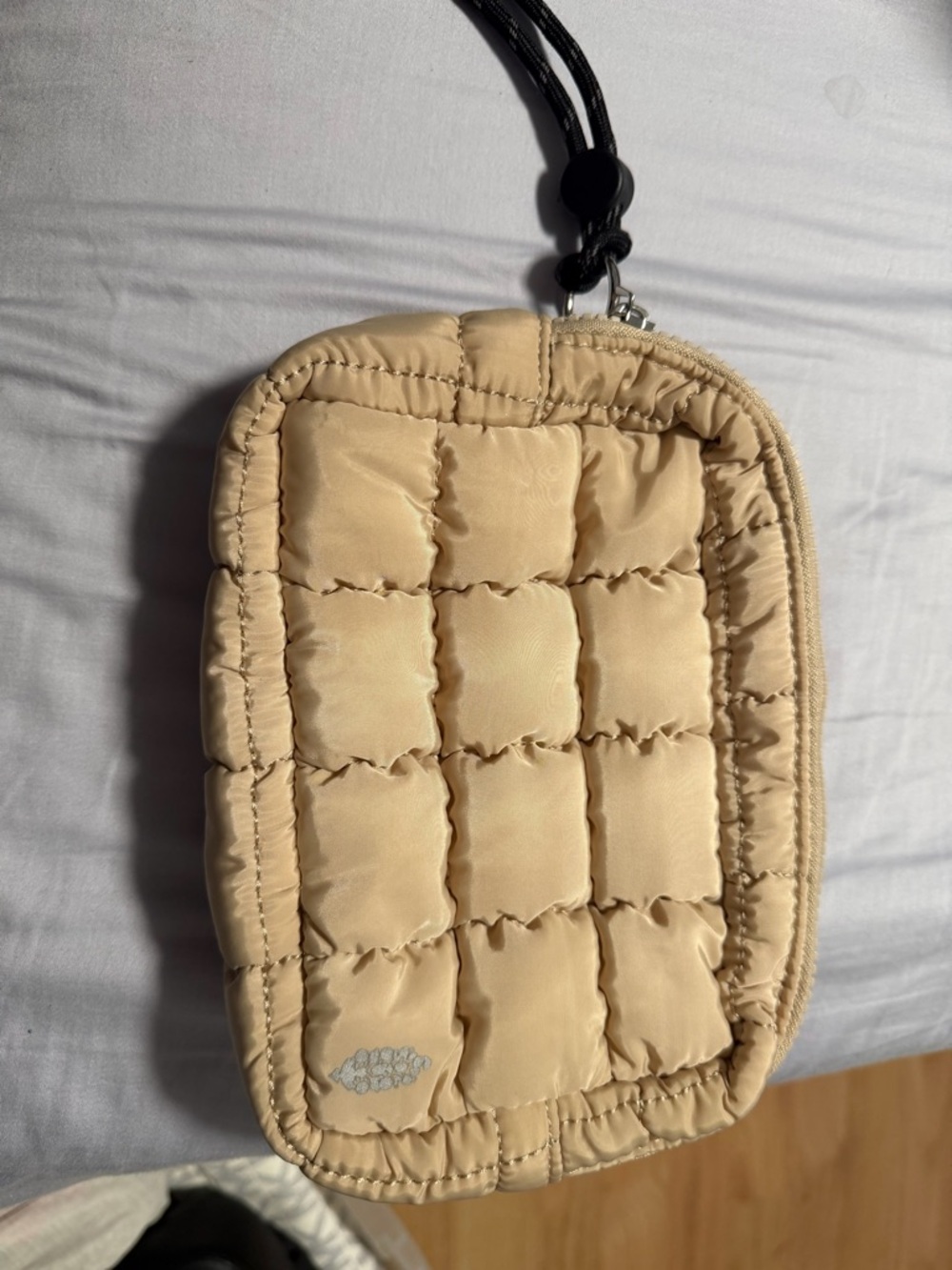 Aritzia Tan Quilted Puffer Crossbody Pouch